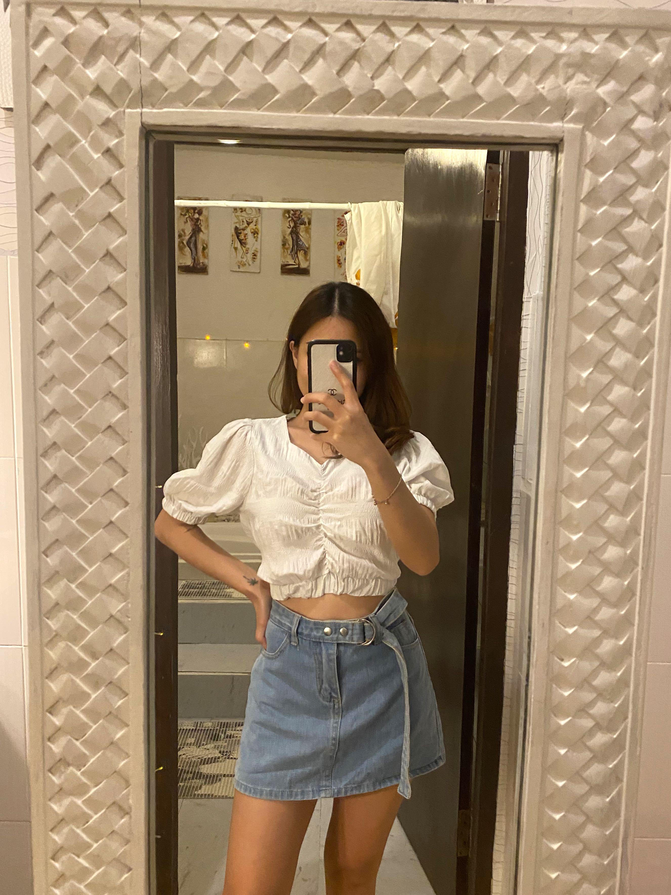 1 Set Top \u0026 Mini Jeans Skirt Premium 