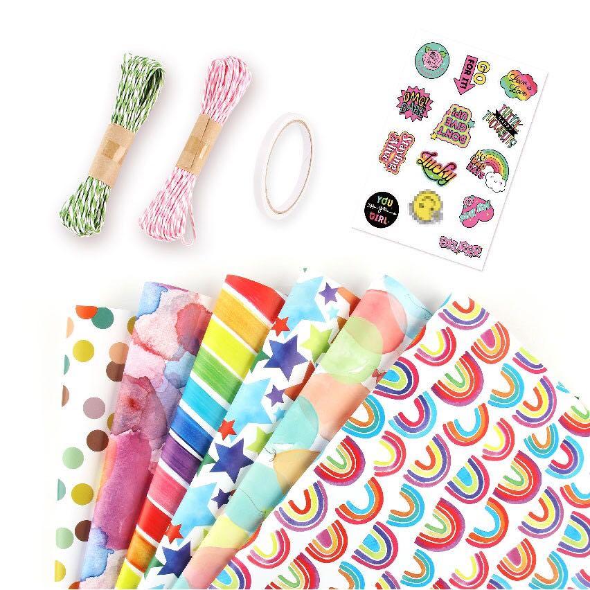 50x70cm 6pcs/Gift Wrapper SET- High Quality (Category: Craft Supplies & Tools) located in Malabon City. Submitted by heyitskhen (Listing ID 1137936730, Image 2). Description: 249 pesos for 6pcs per pack Package includes 2 twine Jute string 1 sheet Sticker/tag 6pcs wrapper 1 double sided tape .