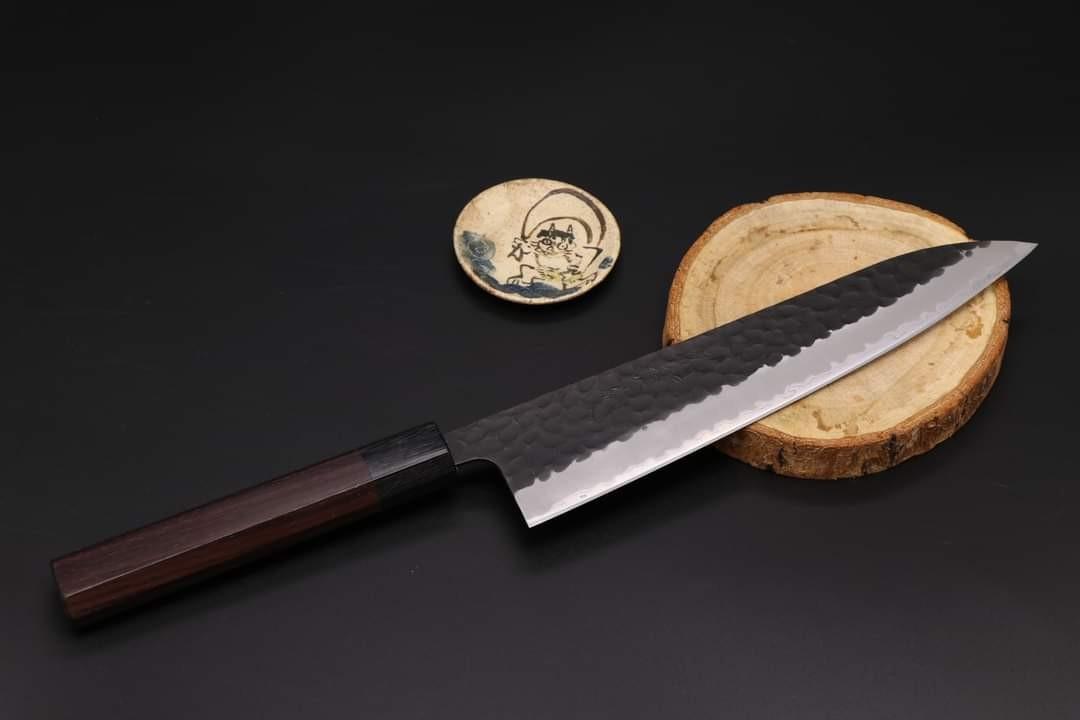 🇯🇵🌟堺實光🌟【 超青鋼黑打槌目和牛刀210mm】實光刃物 日本高級廚刀
