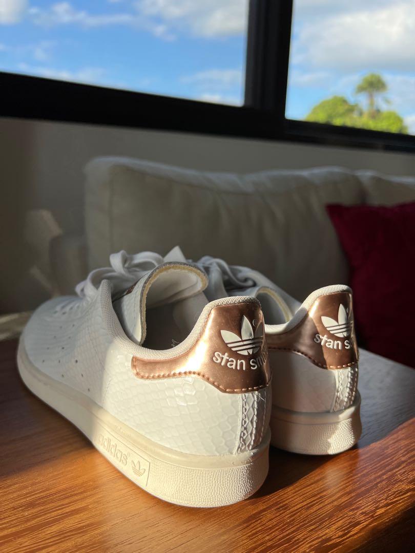 Adidas Stan Smith Rose Gold and White Sneakers 7.5 Women s