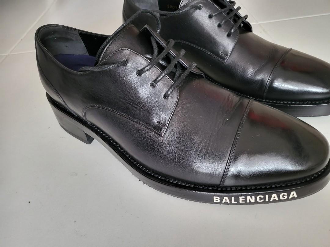 Balenciaga Logo Detailed Derby Shoes, Men's Fashion, Footwear 