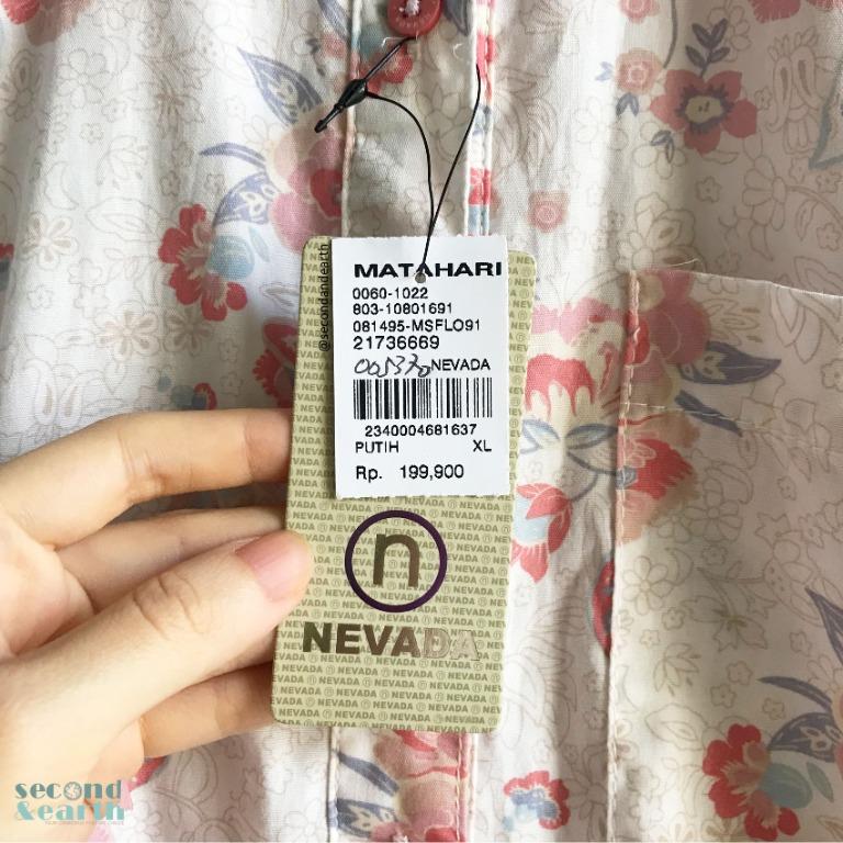 BARU Nevada Shirt (XL) Long Sleeve Shirt Floral White Atasan ...