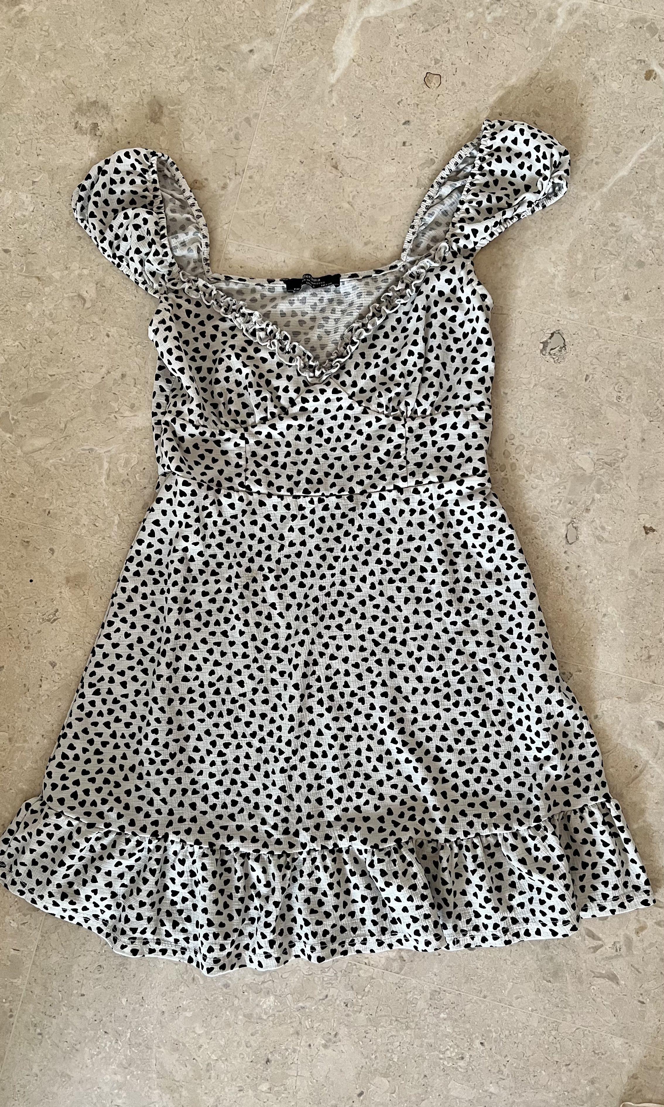 Bershka Black u0026 White Hearts Mini Dress Size S/34-36, Women's Fashion,  Dresses u0026 Sets, Dresses on Carousell