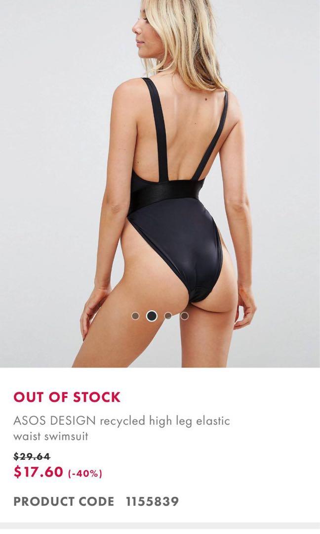 Asos design recycled high shop leg elastic waist swimsuit