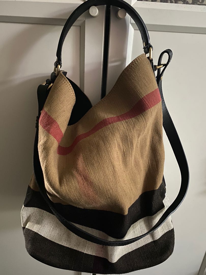 Burberry Large Black Canvas Bucket Bag, Luxury, Bags & Wallets on Carousell