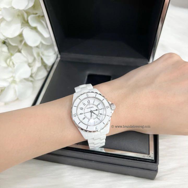 Chanel J12 White Ceramic and Diamonds 33mm Quartz Watch  Yoogis Closet