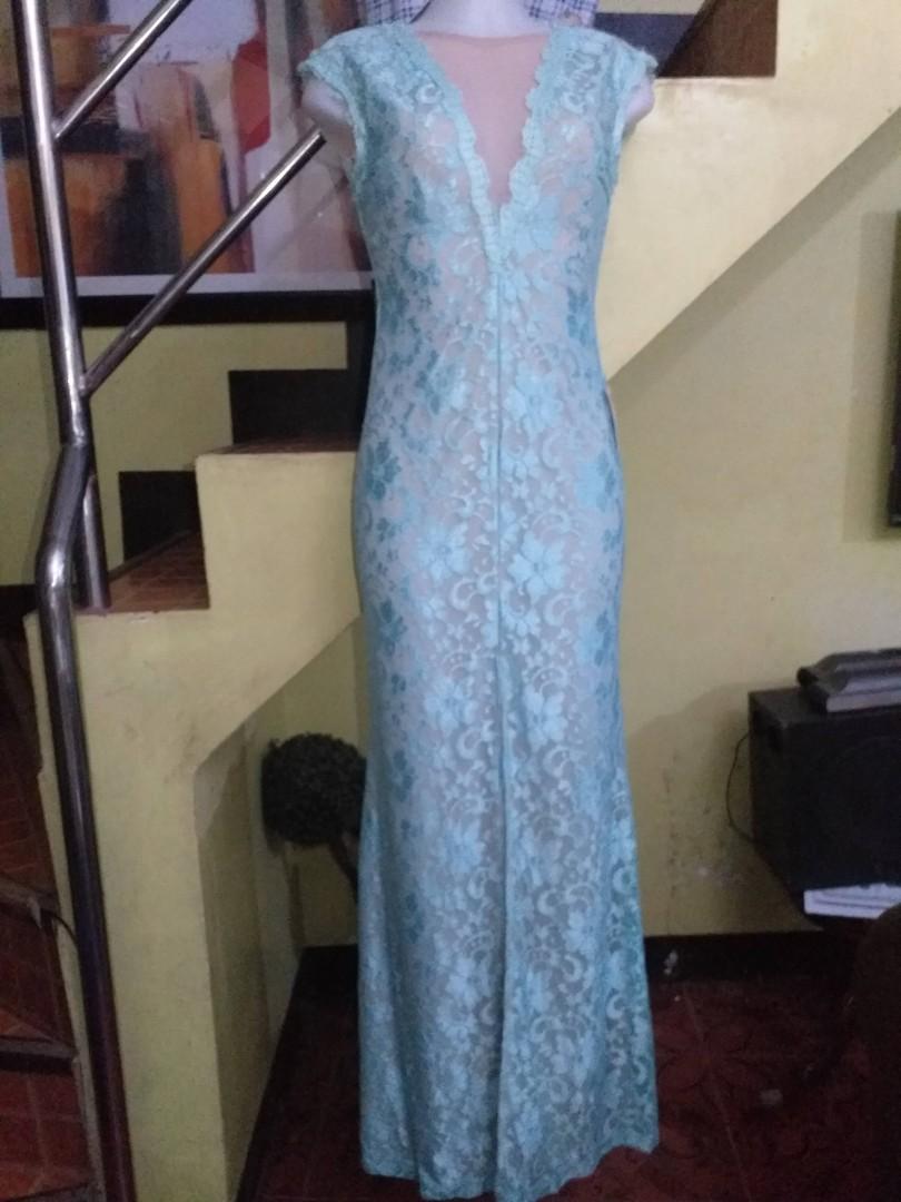 Chinese infused style dress (Category: Evening dresses & gowns) located in Pasay City. Submitted by riaabe (Listing ID 1138056646, Image 2). Description: Brand: B. Darlin Condition: Brand New Color: Powder blue Size: ▪︎5 to 6.