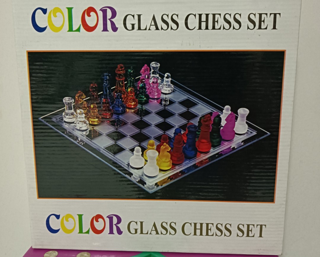 colored glass chess set
