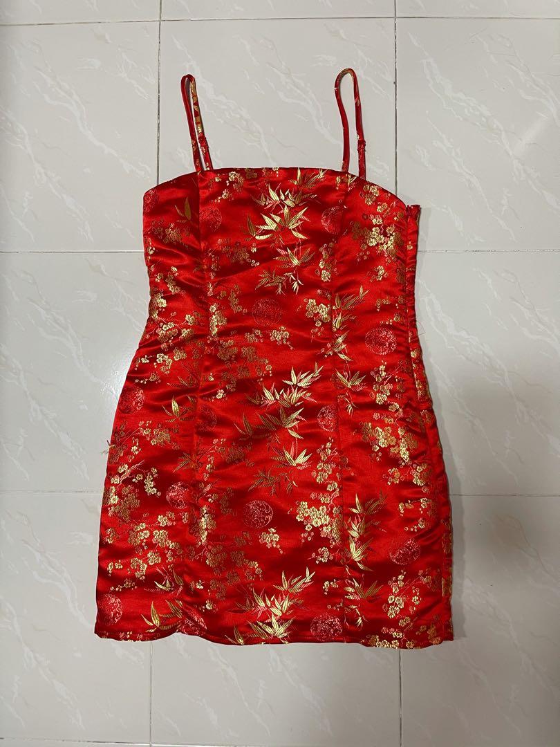 Red oriental mini top dress