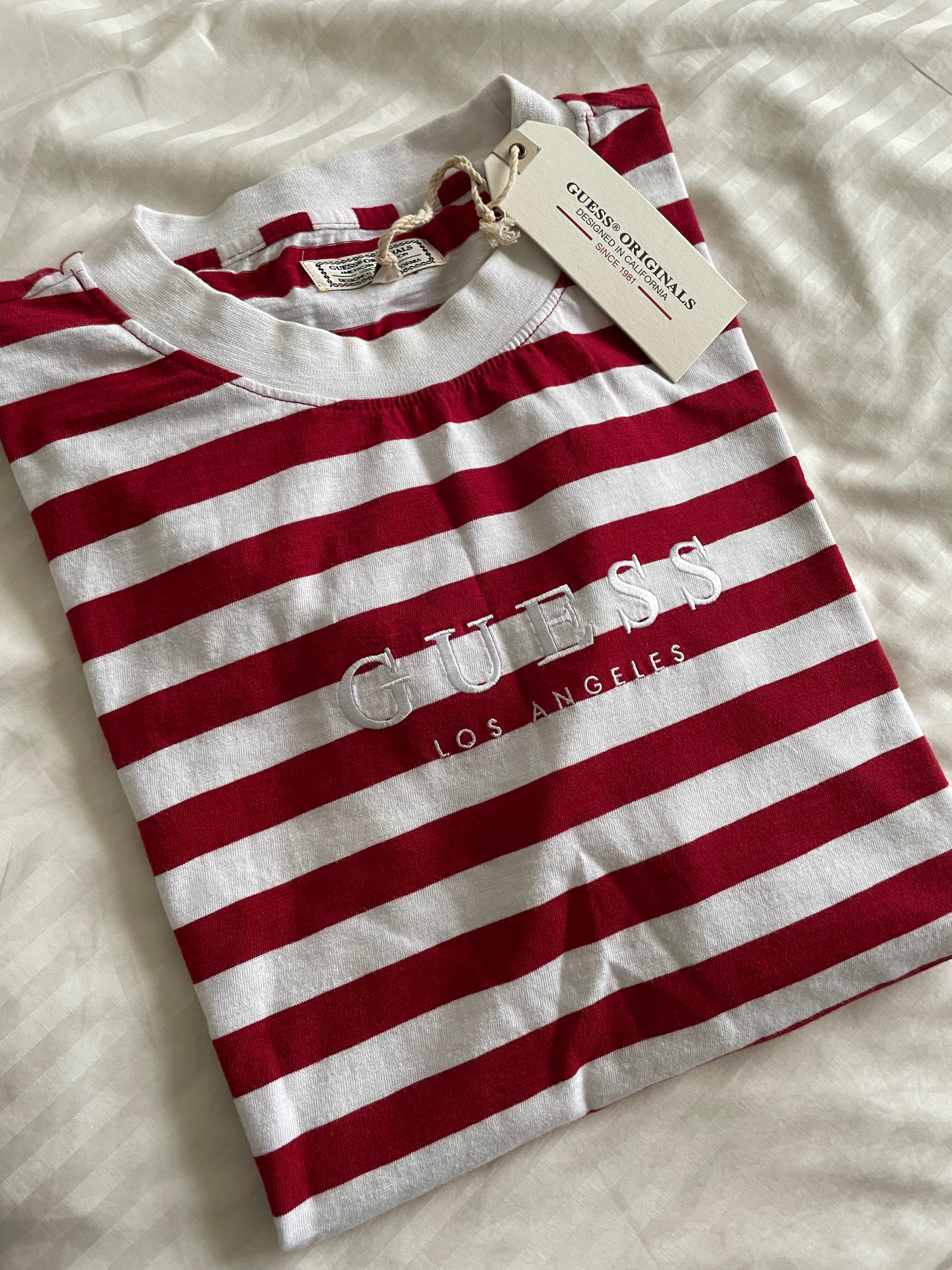 Guess striped discount shirt red