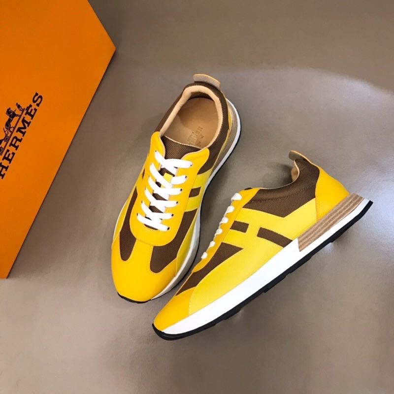 Hermes cowhide men s sneakers are designed with textured doll