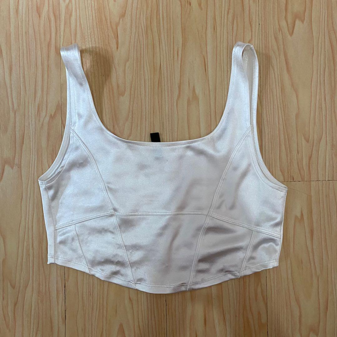 H&M White Corset like Cropped Top