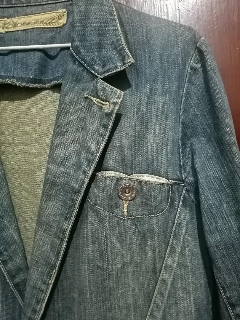 koyo denim / jeans (Category: Coats, Jackets and Outerwear) located in Manila. Submitted by alden_apparel (Listing ID 1138020550, Image 3). Description: Koyo demin blazer. Hong Kong brand. Fits size 48 or Medium.