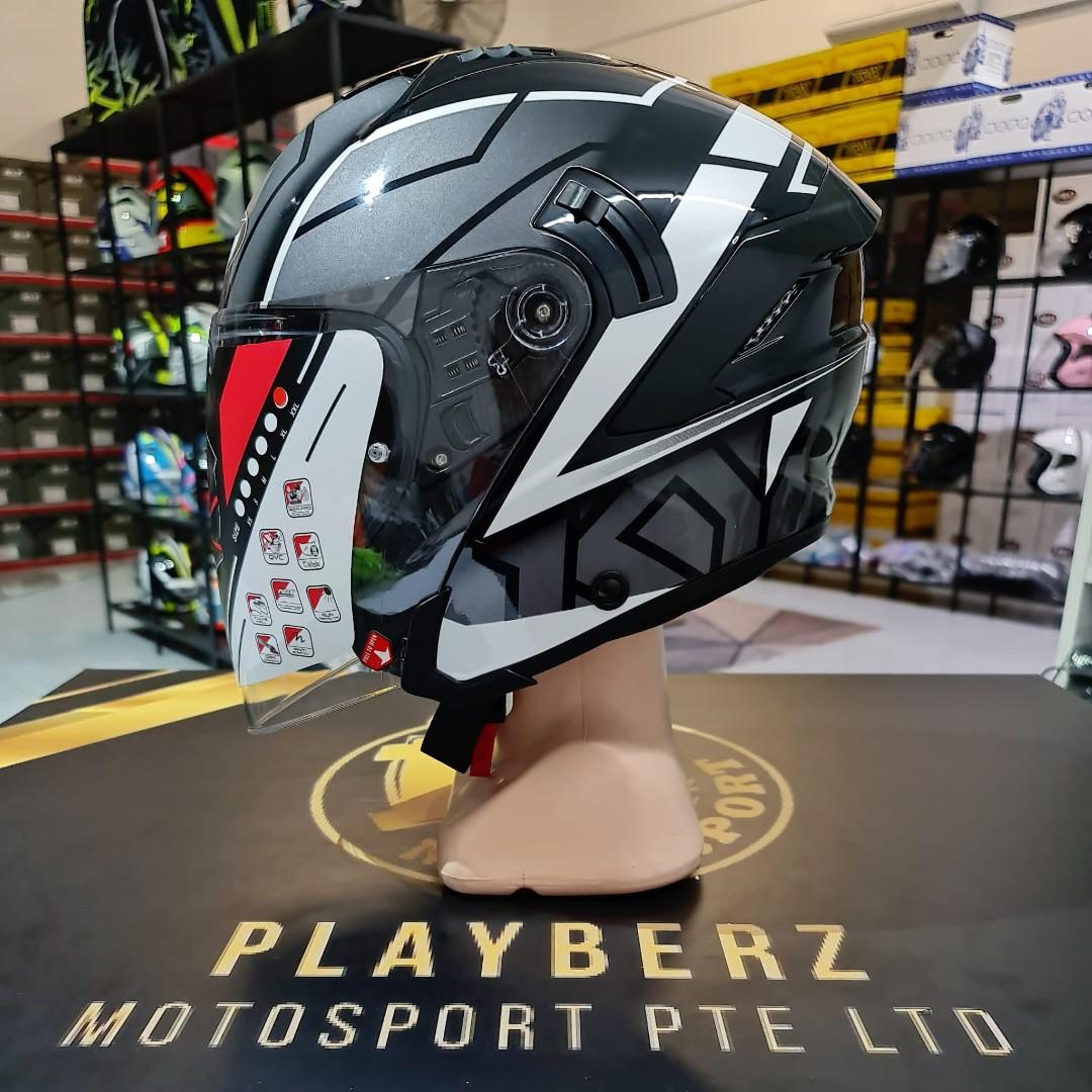 KYT NFJ MOTION BLACK WHITE HELMET, Motorcycles, Motorcycle