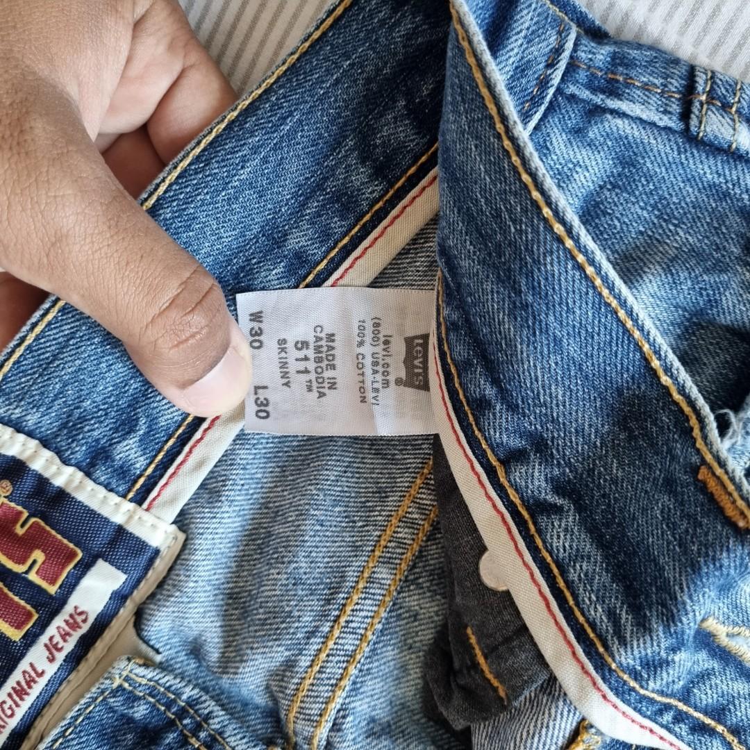 Levi's 511 Skinny Jeans (Naturally Ripped), Men's Fashion, Bottoms, Jeans  on Carousell