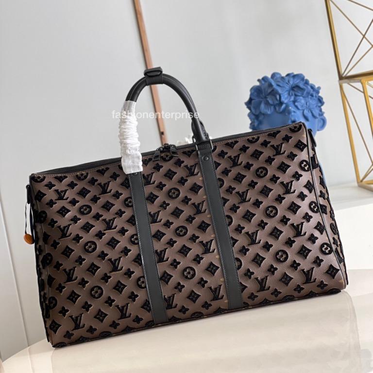 LOUIS VUITTON Monogram Tuffetage Keepall Triangle Bandouliere 50