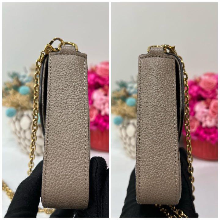 LV Félicie Pochette in Tourterelle (Grey) and Creme Monogram