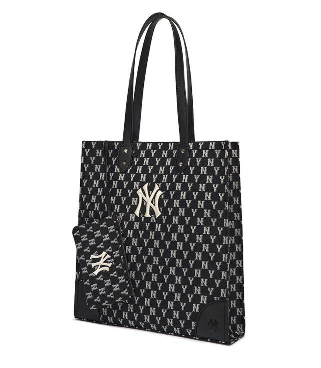 MLB Basic Big Logo Canvas Small Tote Bag NY Yankees Black, Totes for Women