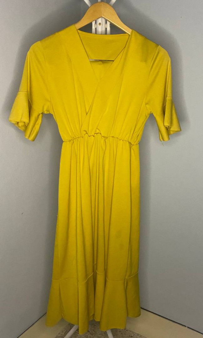 Mustard long dress, Women's Fashion, Muslimah Fashion, Dresses on Carousell