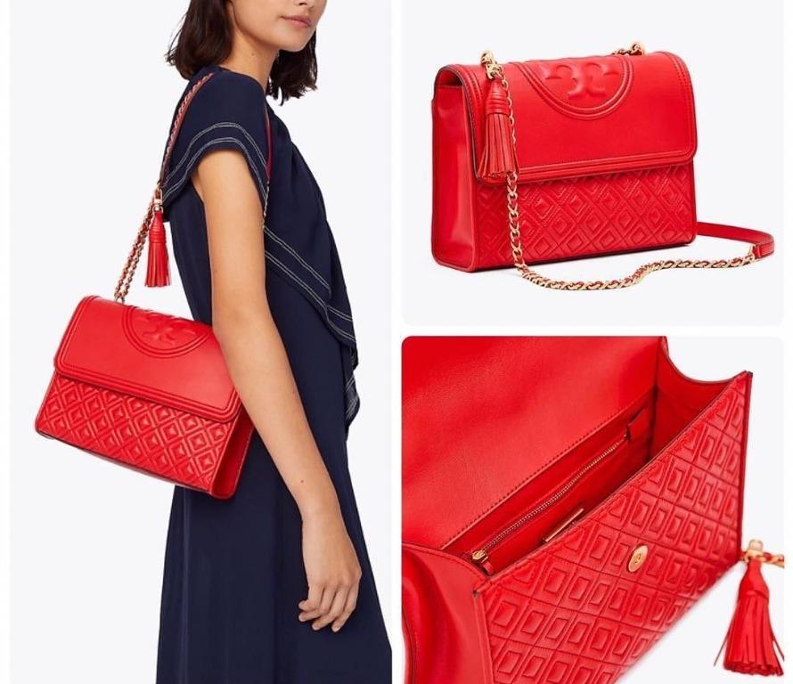 Tory burch fleming sales convertible shoulder bag red
