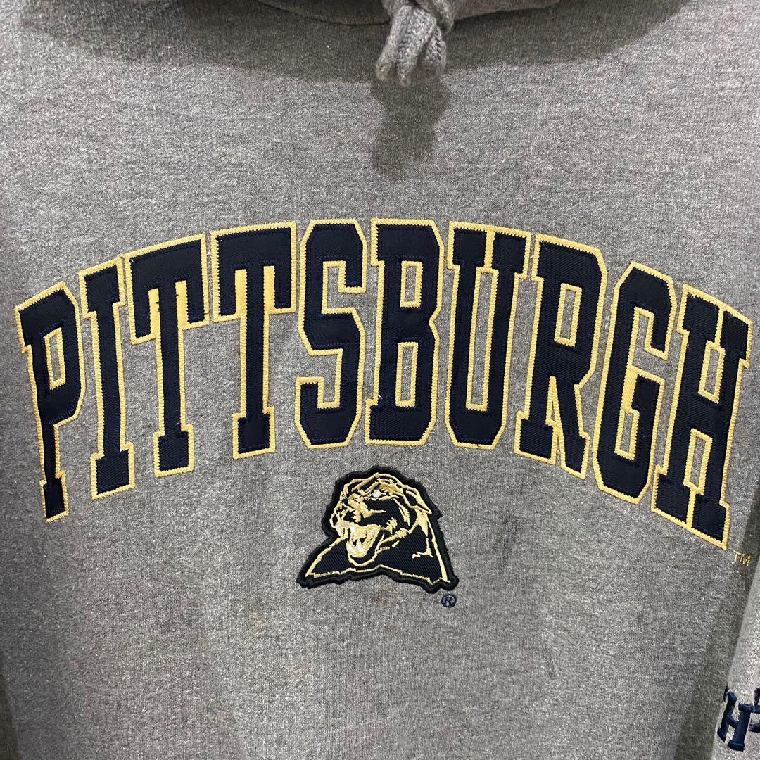 OLD VARSITY BRAND OVB grey hoodie big spellout PITTSBURGH PANTHERS