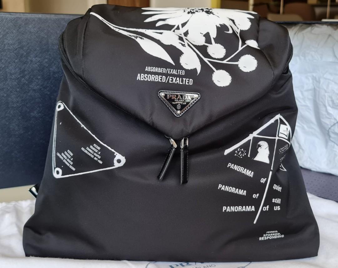 prada signaux printed nylon backpack
