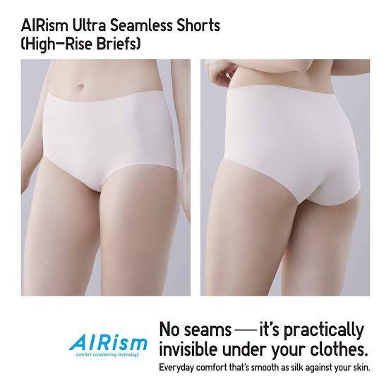 Preloved Uniqlo WOMEN AIRism Ultra Seamless Shorts High Rise Brief Panties  Panty Underwear Celana Dalam in Gray, Fesyen Wanita, Pakaian Wanita,  Bawahan di Carousell