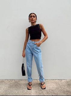 PRINCESS POLLY ANKLE TIE DENIM JEANS