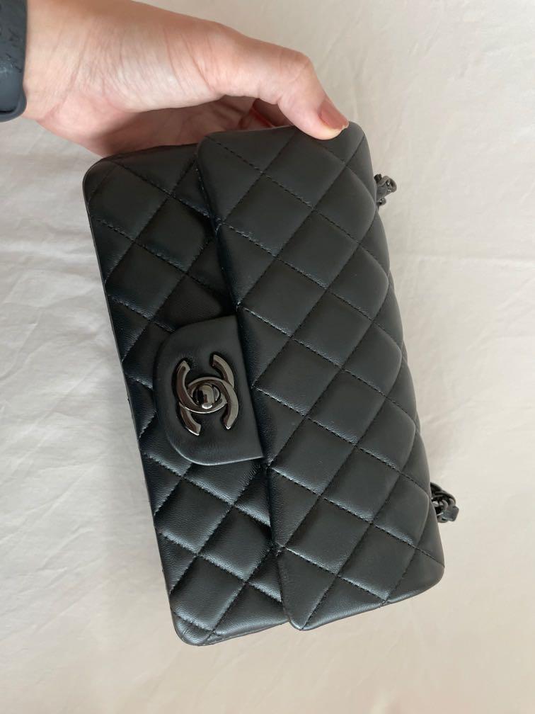 RARE* Chanel 21b So Black mini rectangular, Women's Fashion, Bags