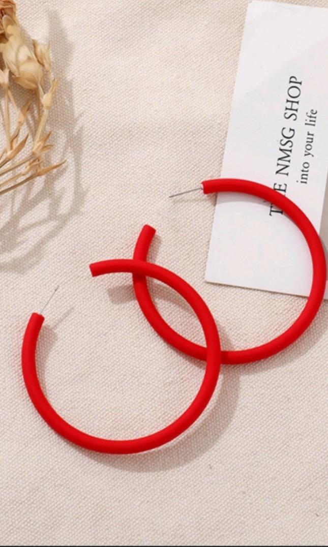 Red hoop earrings shop