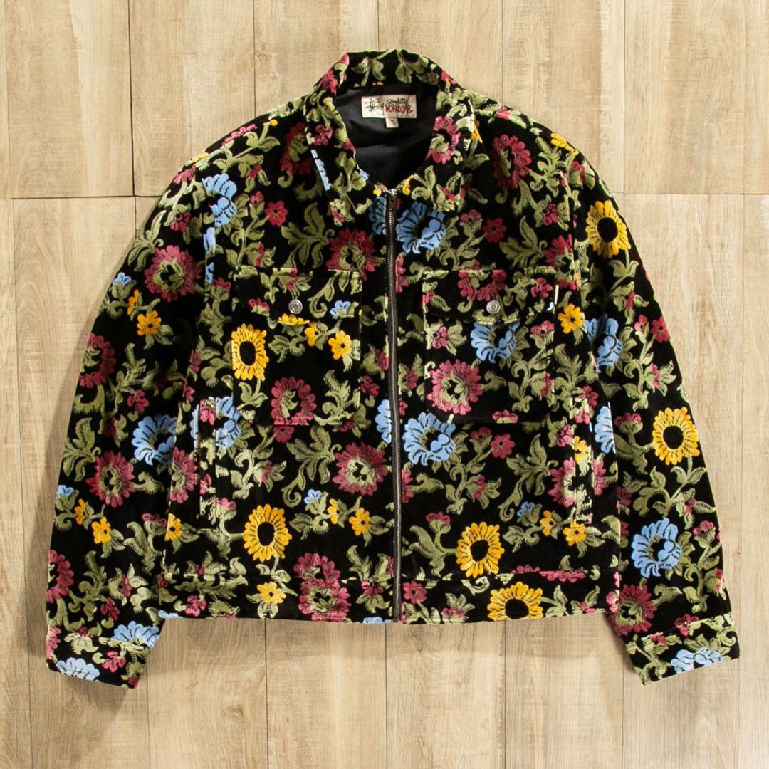 全新STUSSY FLORAL JACQUARD Jacket, 男裝, 外套及戶外衣服- Carousell