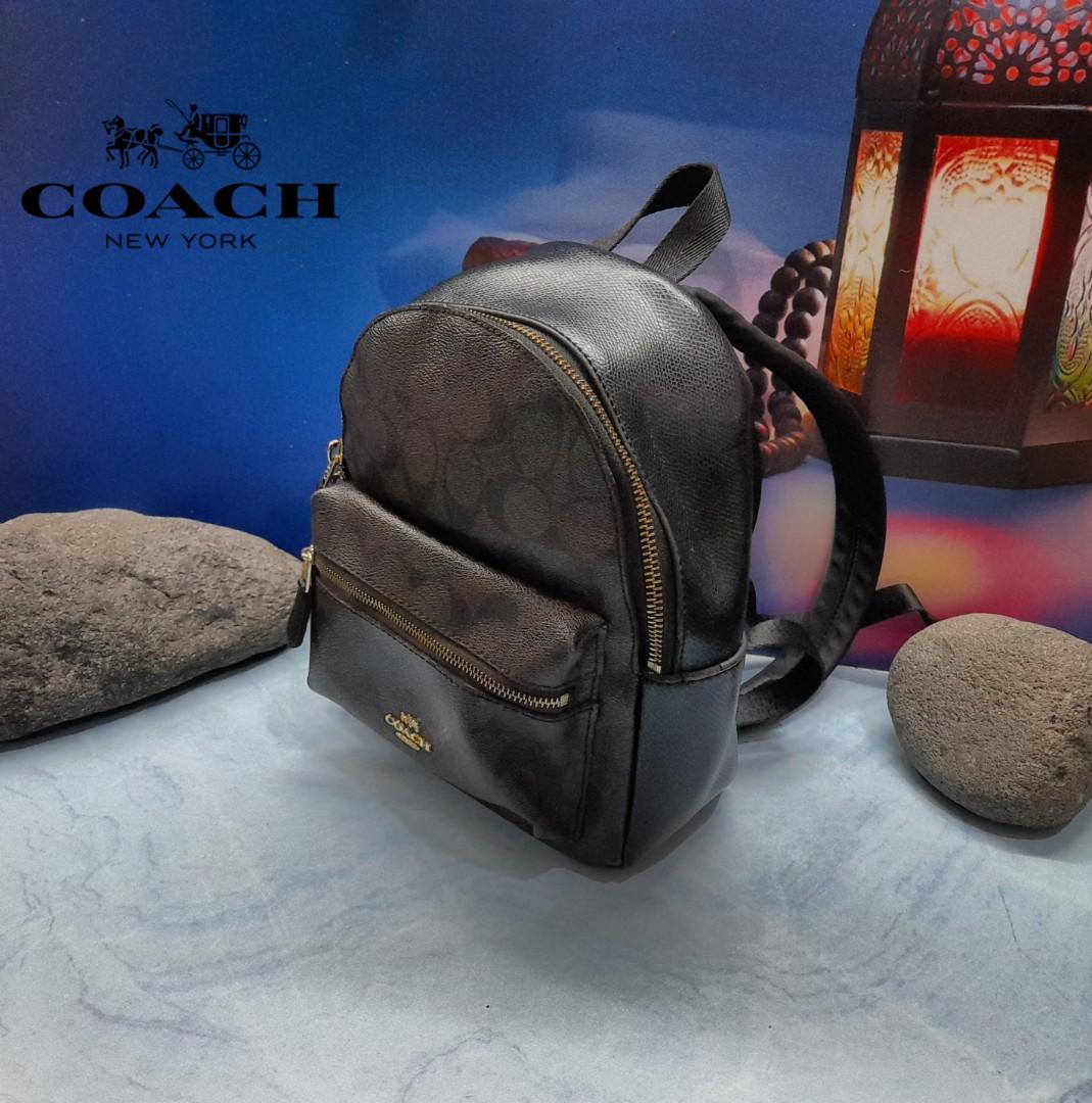 Tas Coach F38302 Signature Mini Charlie Backpack In Pebble Leather
