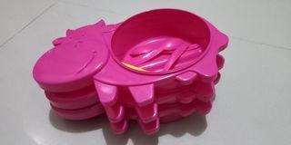 3pcs Tempat Makan Pink Cow