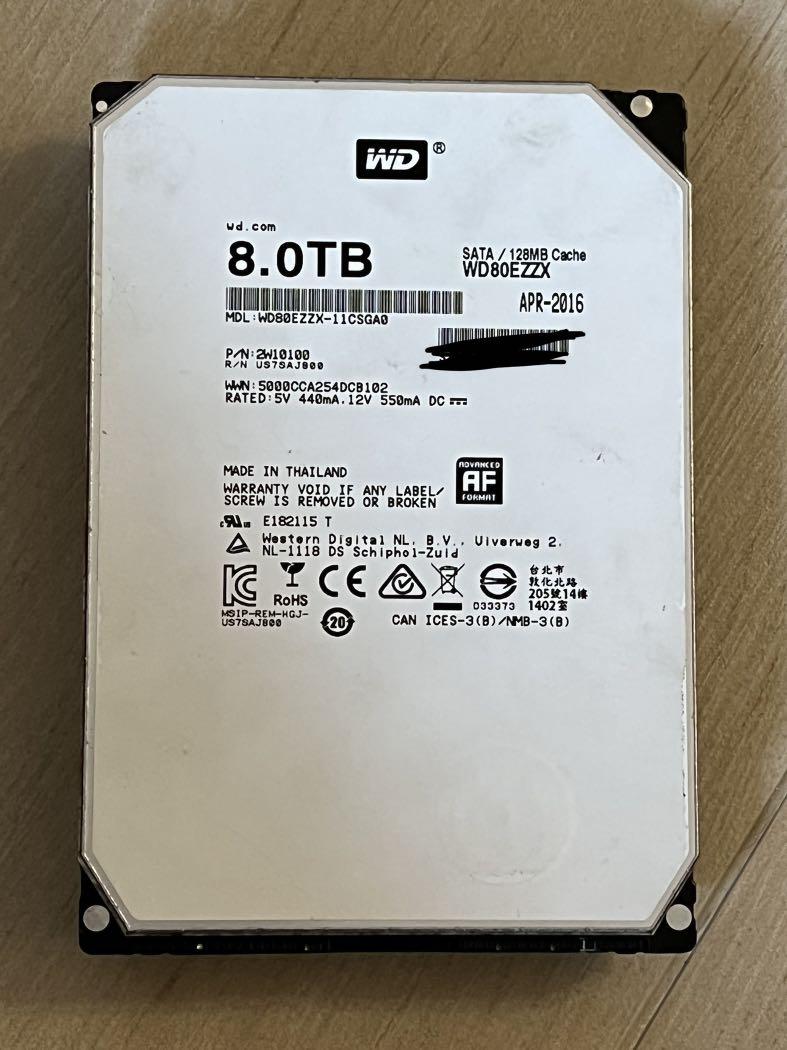 Western Digital WD WD80EZZX 3.5” 3.5-inch 8T 8TB Internal ...