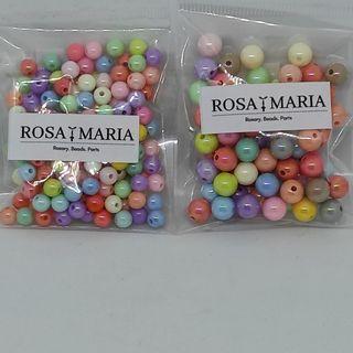170 pcs. 6mm - 8mm shiny pastel colors round beads for jewelry-making and other beaded crafts