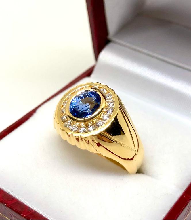 Mens gold sales and sapphire ring