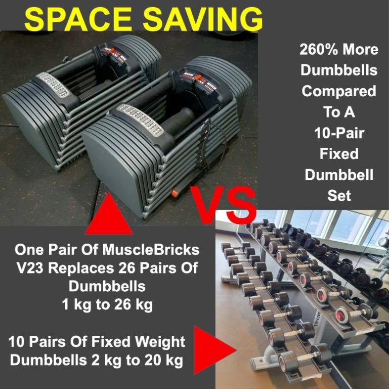 1 to 26kg Adjustable Dumbbell Great compact choice for home gyms. Not Powerblock