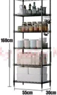 6 tier black stainless steel storage rack
