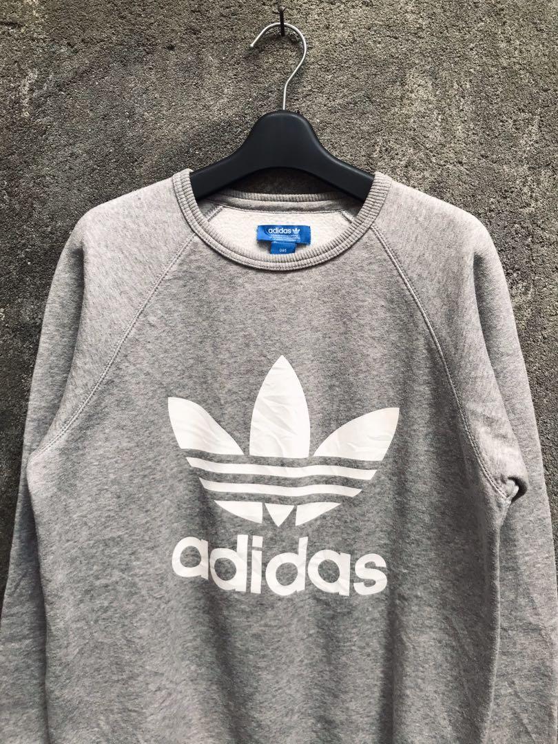 Adidas 3foil Big Logo Long Slevee Crewneck Sweatshirt Fesyen Pria Pakaian Baju Luaran di Carousell