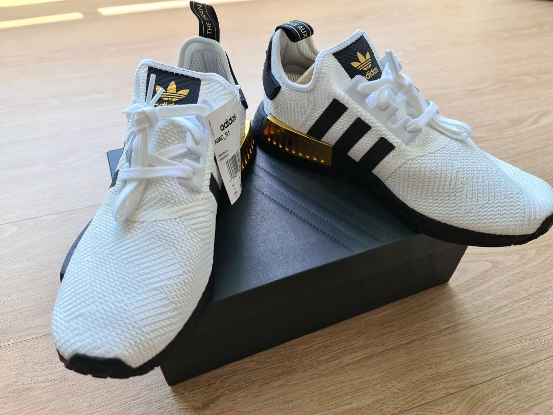 Adidas NMD R1 White Gold Men s Fashion Footwear Sneakers on