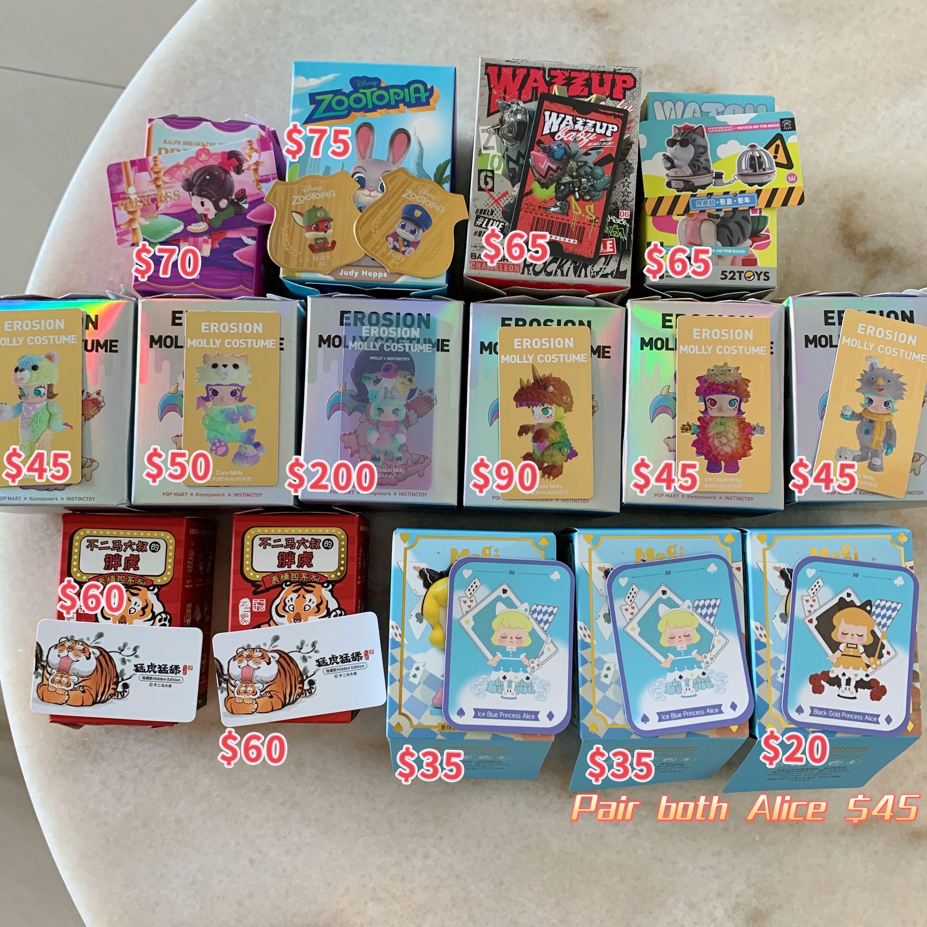 [All Chasers/Secrets] BN in foil Popmart Lamtoys 52toys pop mart Magi Alice Zootopia Vanellope