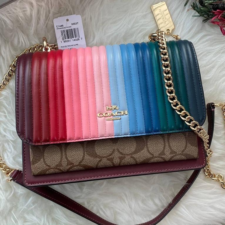 Authentic Coach Klare Crossbody With Rainbow Linear Quilting C1446