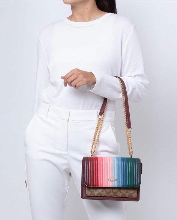 Authentic Coach Klare Crossbody With Rainbow Linear Quilting C1446