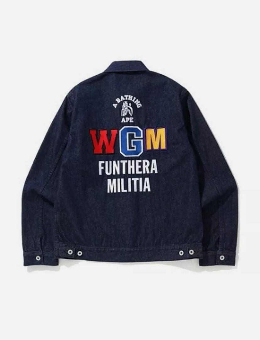 Bathing Ape Indigo Tiger Shark Denim WGM Jacket Bape World Gone Mad L Large