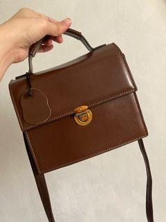 Brown Structured Cross body Sling