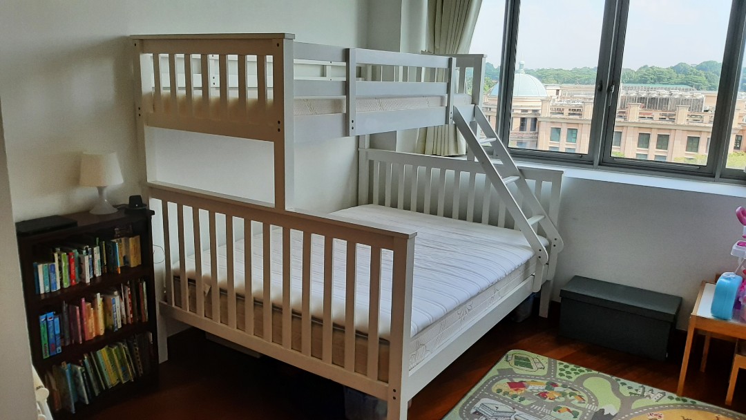 Bunk Bed w/ memory foam mattress, Furniture & Home Living, Furniture, Bed Frames & Mattresses on