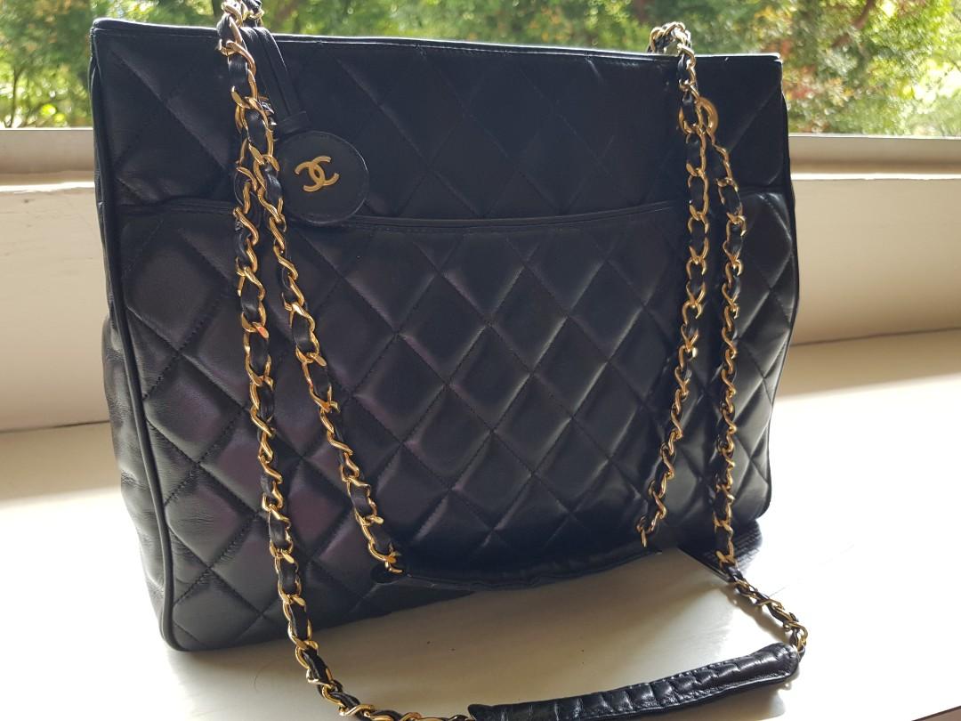 Chanel vintage Lambskin tote, Luxury, Bags & Wallets on Carousell