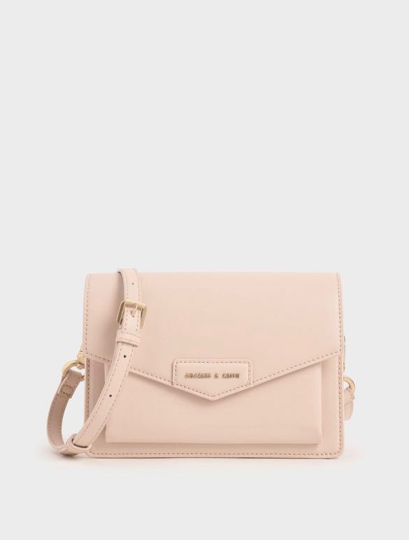 Charles & Keith Envelope Crossbody Bag (Nude), Women's Fashion, Bags