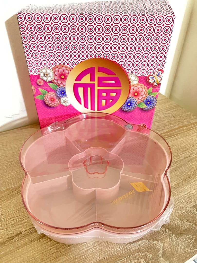 Chinese New Year Container Box Sakura Pink Flower Swee Heng, Furniture