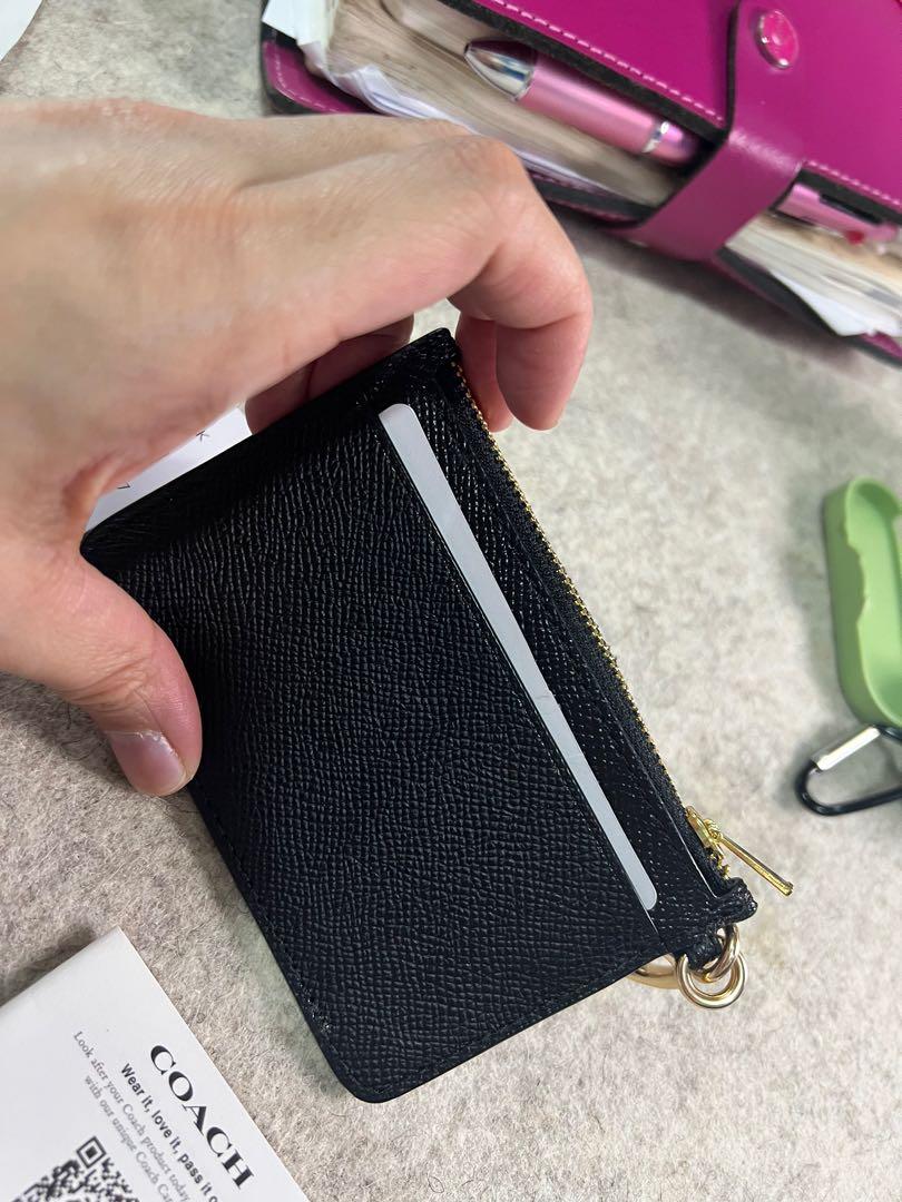 Coach crossgrain leather hotsell key ring card case